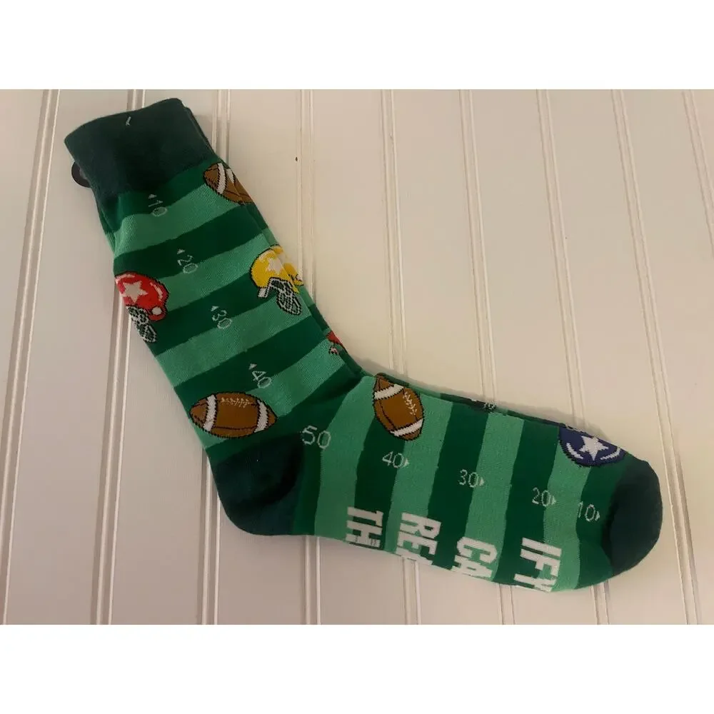 NEW NWT If You Can Read This I'm Watching Football Green Socks - Size Men's 6-10